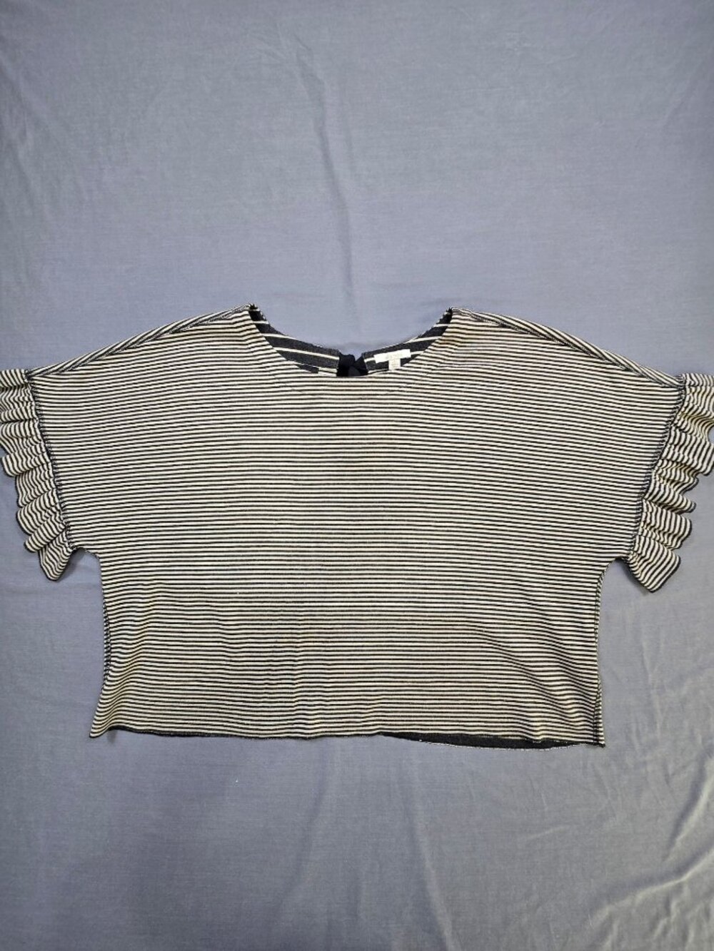 Ella Moss Large Striped Short Sleeve Top Black & White Boxy Oversized